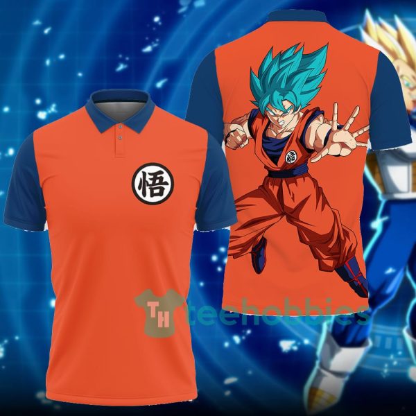 goku blue dragon ball custom anime orange polo shirt for fans 1 1syXm 600x600px Goku Blue Dragon Ball Custom Anime Orange Polo Shirt For Fans