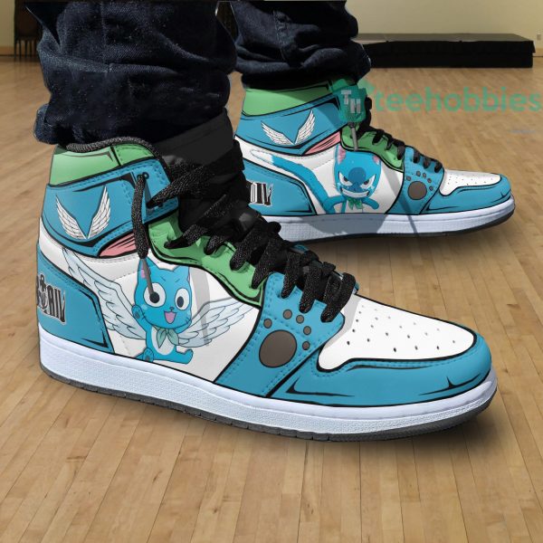 happy shoes custom fairy tail anime air jordan hightop shoes 4 aUGup 600x600px Happy Shoes Custom Fairy Tail Anime Air Jordan Hightop Shoes