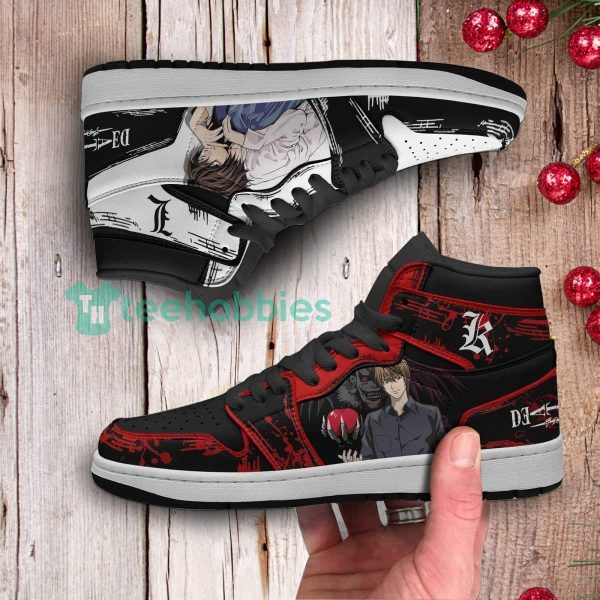 kira x l custom death note anime air jordan hightop shoes 2 A6bso 600x600px Kira x L Custom Death Note Anime Air Jordan Hightop Shoes