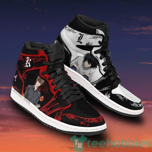 kira x l custom death note anime air jordan hightop shoes 4 Alkx8 600x600px Kira x L Custom Death Note Anime Air Jordan Hightop Shoes