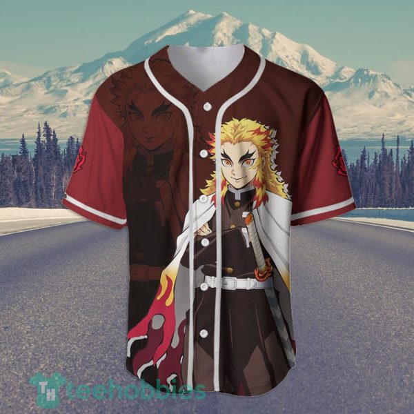 kyojuro rengoku custom kimetsu anime jersey baseball shirt for fans 2 JLGl2 600x600px Kyojuro Rengoku Custom Kimetsu Anime Jersey Baseball Shirt For Fans