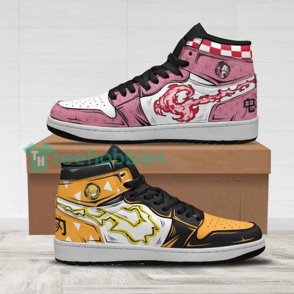 nezuko x zenitsu costume demon slayer air jordan hightop shoes 1 k2YNh 600x600px Nezuko x Zenitsu Costume Demon Slayer Air Jordan Hightop Shoes