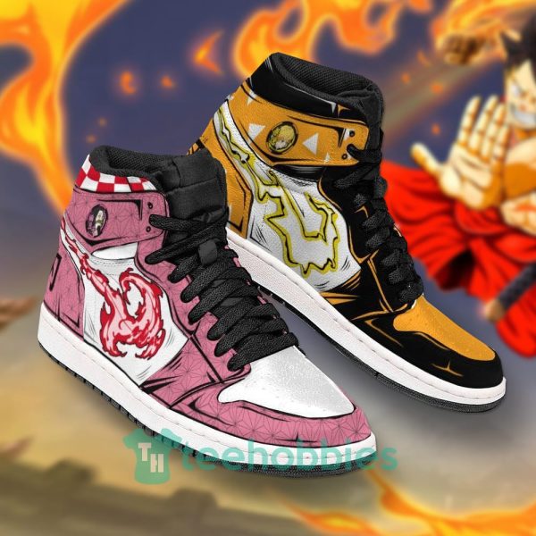 nezuko x zenitsu costume demon slayer air jordan hightop shoes 2 pihV4 600x600px Nezuko x Zenitsu Costume Demon Slayer Air Jordan Hightop Shoes