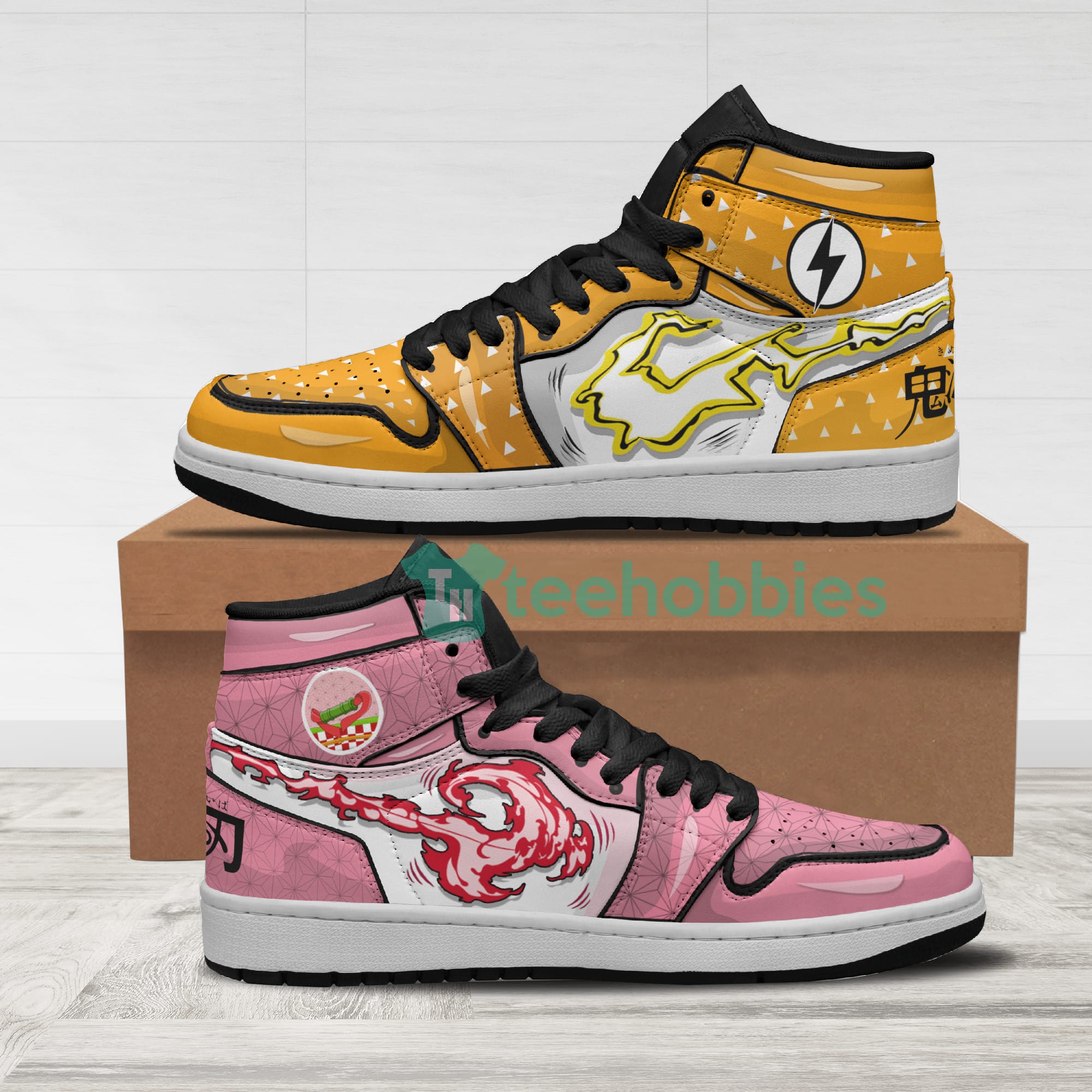 Nezuko x Zenitsu Custom Demon Slayer Anime Air Hightop Shoes