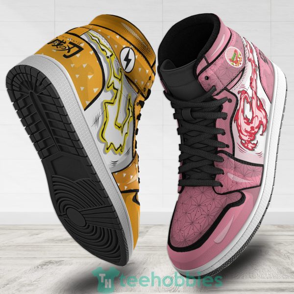 nezuko x zenitsu custom demon slayer anime air hightop shoes 2 2q7Sn 600x600px Nezuko x Zenitsu Custom Demon Slayer Anime Air Hightop Shoes