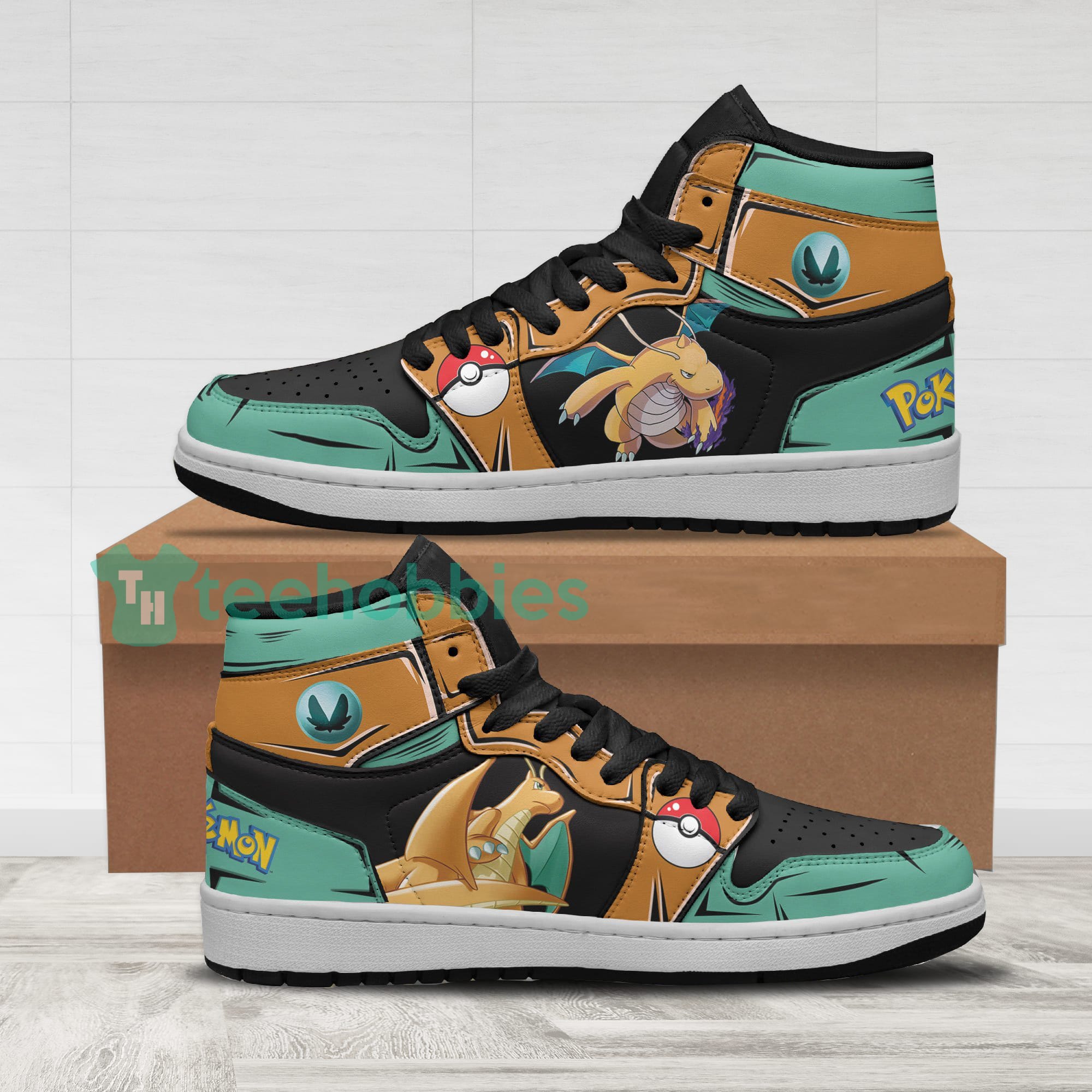 Pokemon Dragonite Fans Custom Anime Air Jordan Hightop Shoes