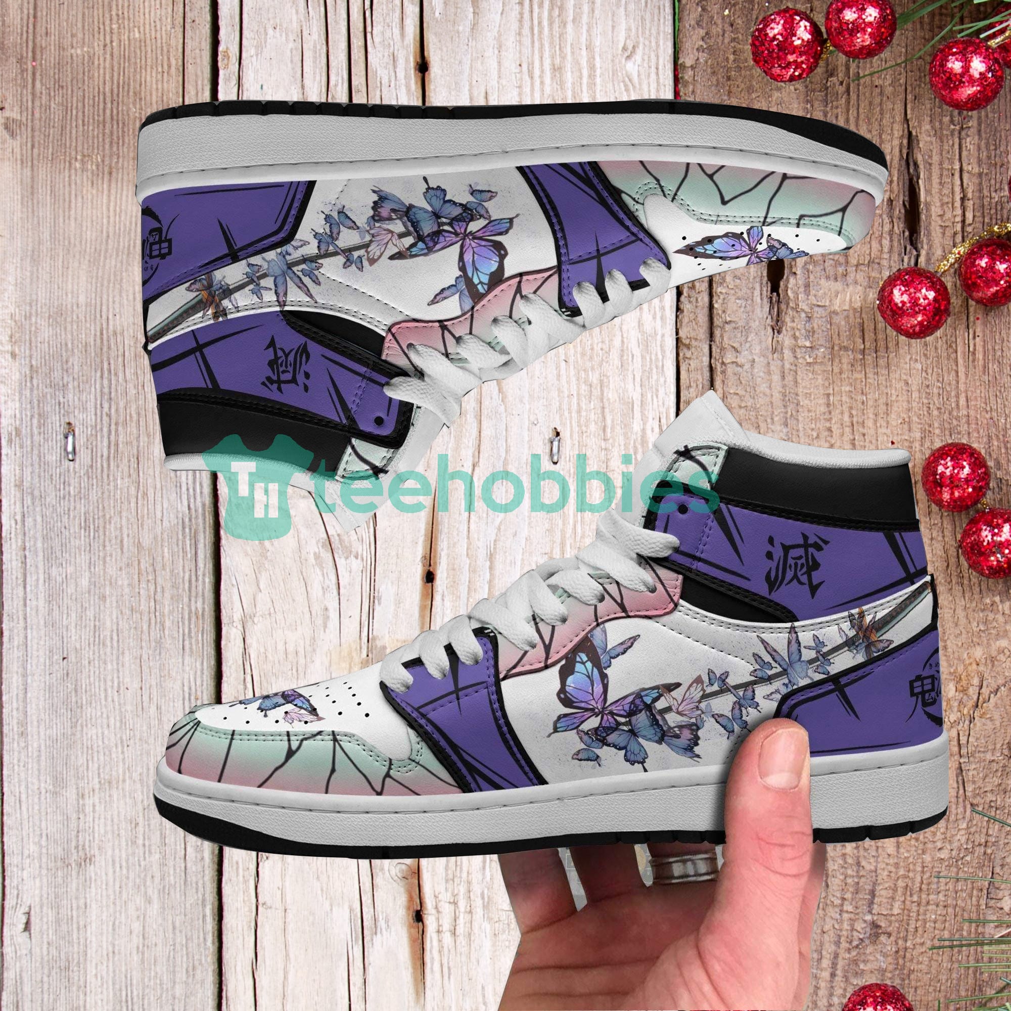 Shinobu Shoes Custom Demon Slayer Air Jordan Hightop Shoes