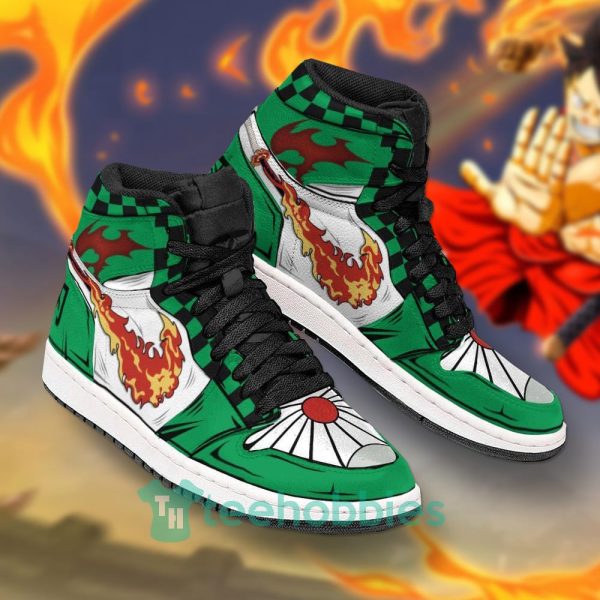 tanjiro kamado demon slayer fire skill custom air jordan hightop shoes 2 7vgho 600x600px Tanjiro Kamado Demon Slayer Fire Skill Custom Air Jordan Hightop Shoes
