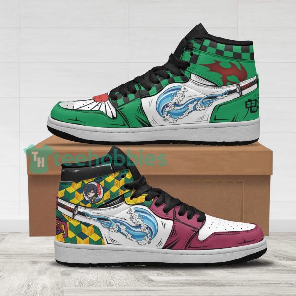 tanjiro x giyuu demon slayer sword custom air jordan hightop shoes 1 S4xvr 600x600px Tanjiro x Giyuu Demon Slayer Sword Custom Air Jordan Hightop Shoes