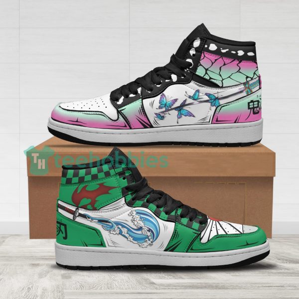 tanjiro x shinobu demon slayer custom anime air jordan hightop shoes 1 wQl57 600x600px Tanjiro x Shinobu Demon Slayer Custom Anime Air Jordan Hightop Shoes