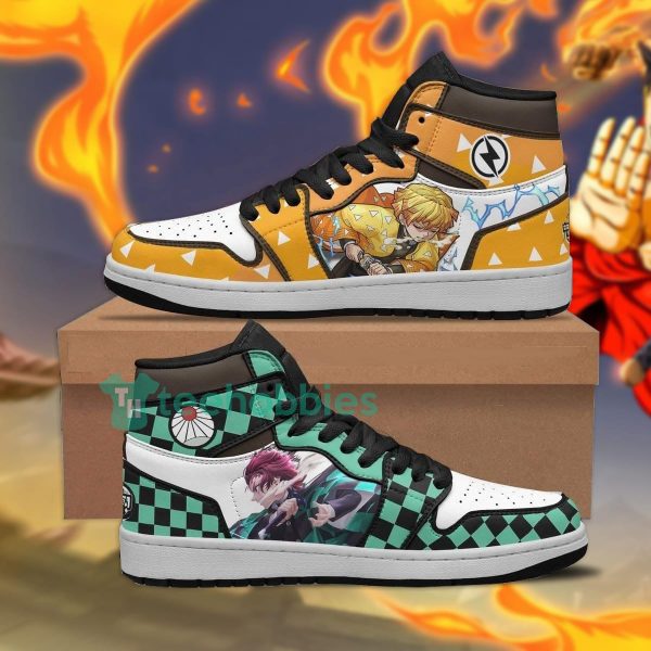 tanjiro x zenitsu custom demon slayer air jordan hightop shoes 1 F7HZ5 600x600px Tanjiro x Zenitsu Custom Demon Slayer Air Jordan Hightop Shoes