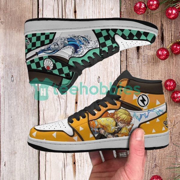 tanjiro x zenitsu custom demon slayer air jordan hightop shoes 2 cGVQL 600x600px Tanjiro x Zenitsu Custom Demon Slayer Air Jordan Hightop Shoes