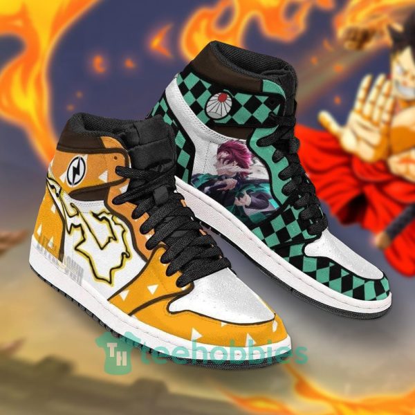 tanjiro x zenitsu custom demon slayer air jordan hightop shoes 4 KpNXJ 600x600px Tanjiro x Zenitsu Custom Demon Slayer Air Jordan Hightop Shoes