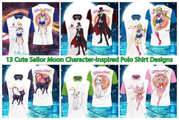 13 Cute Sailor Moon Character-Inspired Polo Shirt Designs