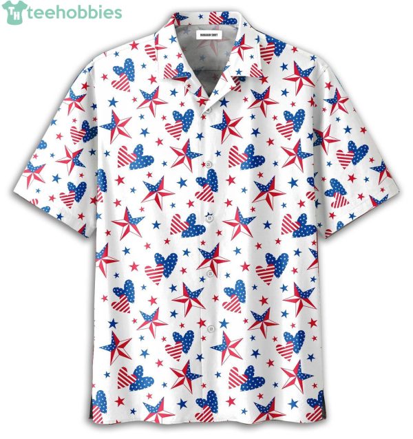 4Th Of July Star Heart Us Flag Patriotism Aloha Shirt Hawaiian Shirtproduct photo 1