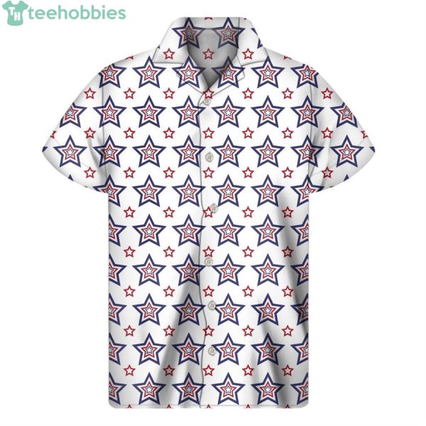 4Th Of July USA Star And American Flag Pattern Print Short Sleeves Hawaiian Shirtproduct photo 1
