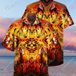 Amazing War Horse Fire Short Sleeves Hawaiian Shirtproduct photo 1