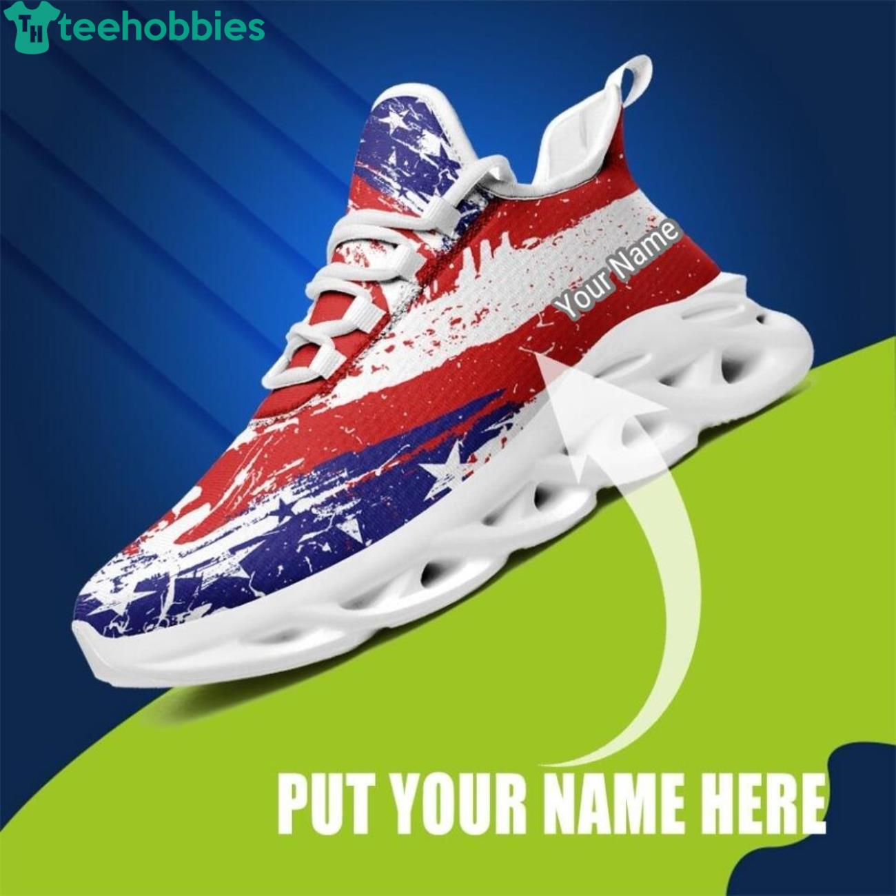 American Flag USA Flag Personalize Name Sneakers Max Soul Shoes