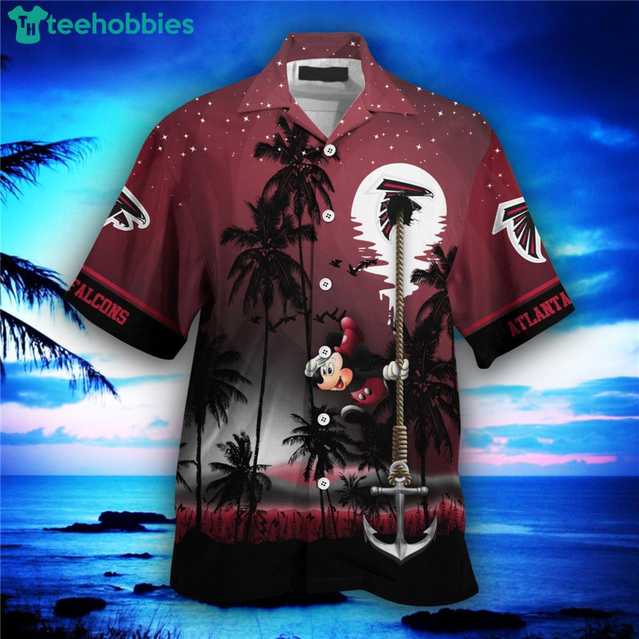 Atlanta Falcons Mickey And Beach Night Hawaiian Shirt Product Photo 1