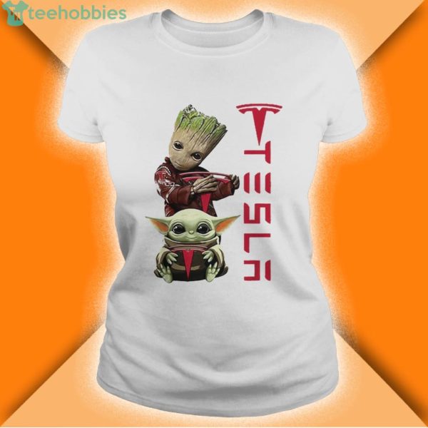 baby groot and baby yoda tesla star wars shirt 1 600x600px Baby Groot And Baby Yoda Tesla Star Wars Shirt