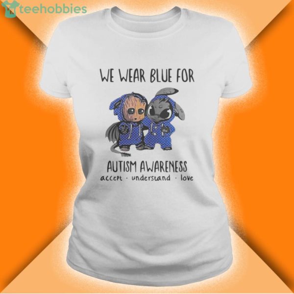 baby groot and toothless we wear blue for autism awareness shirt 1 600x600px Baby Groot And Toothless We Wear Blue For Autism Awareness Shirt