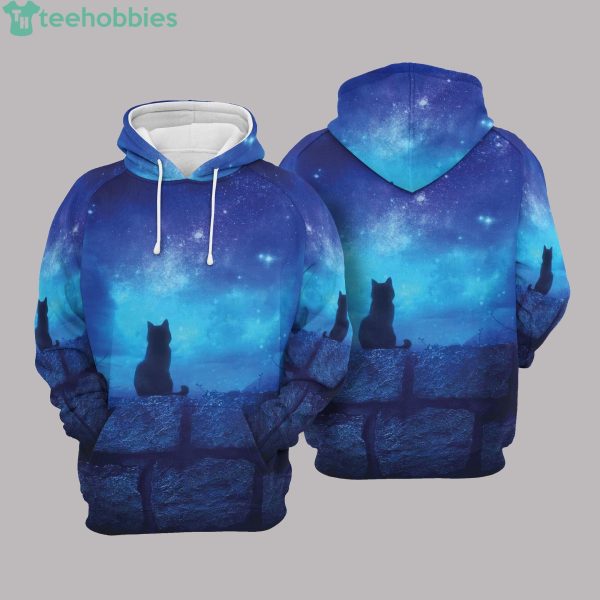Bloack Cat An Star Sky All Over Print 3D Hoodieproduct photo 1