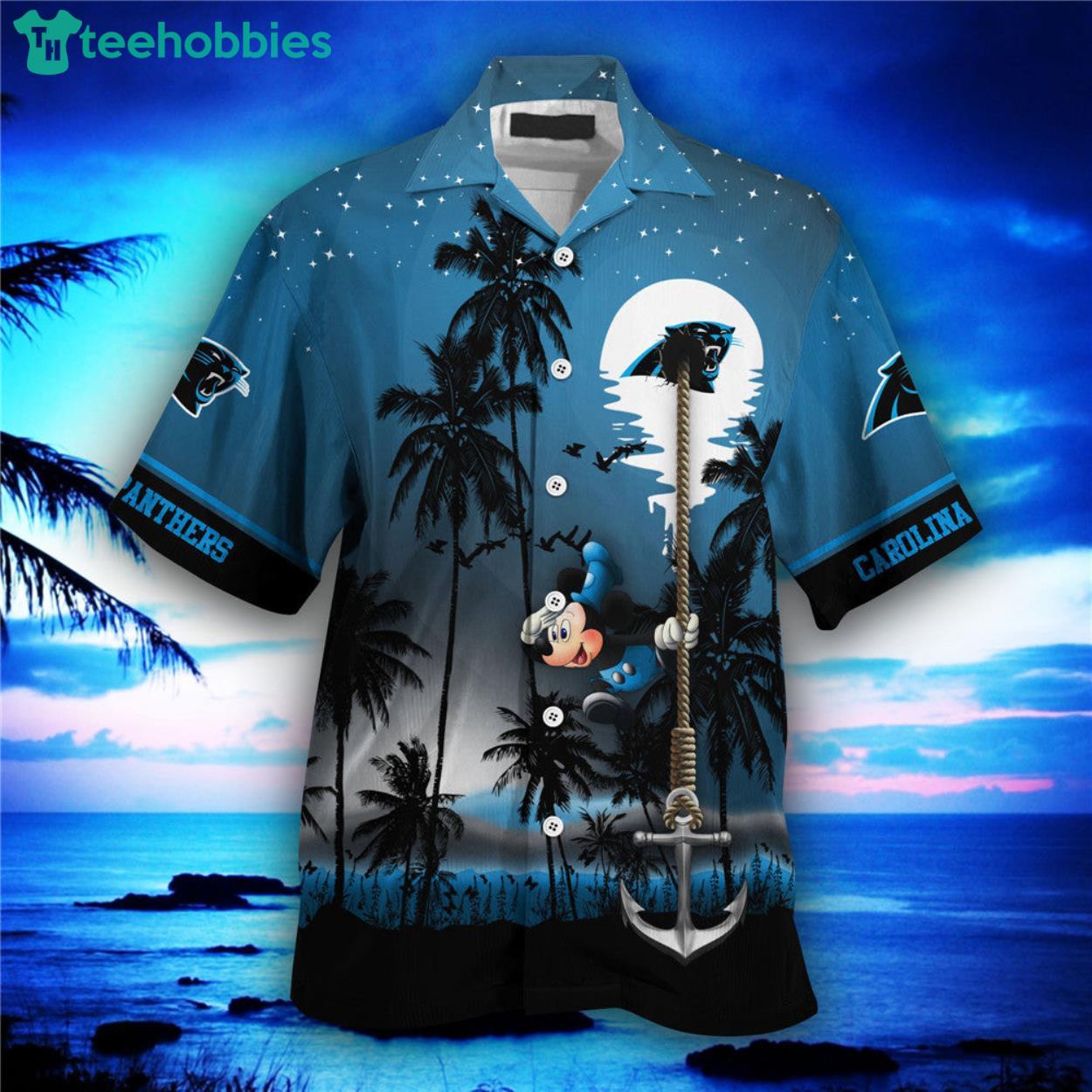 Carolina Panthers Mickey And Beach Night Hawaiian Shirt Product Photo 1