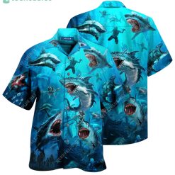 Check Out This Awesome Sharks And Zombies War Hawaiian Shirt image Check Out This Awesome Sharks And Zombies War Hawaiian Shirtproduct photo 2