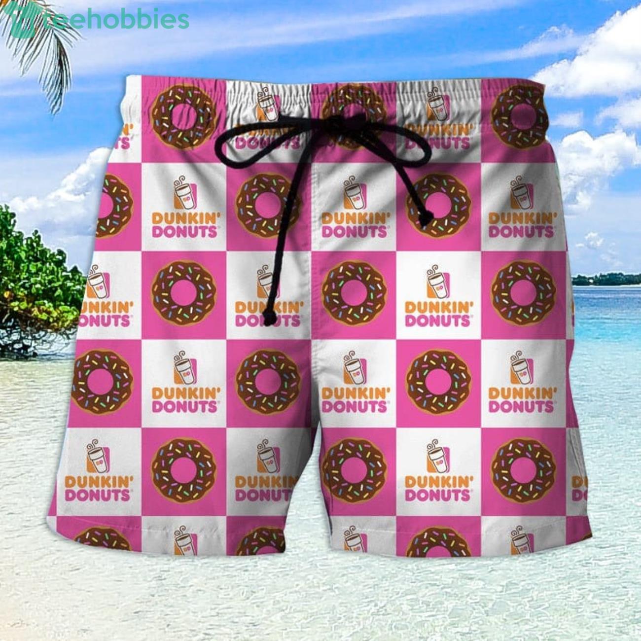 Checkerboard Dunkin Donut Happy Summer Hawaiian Shorts Product Photo 1