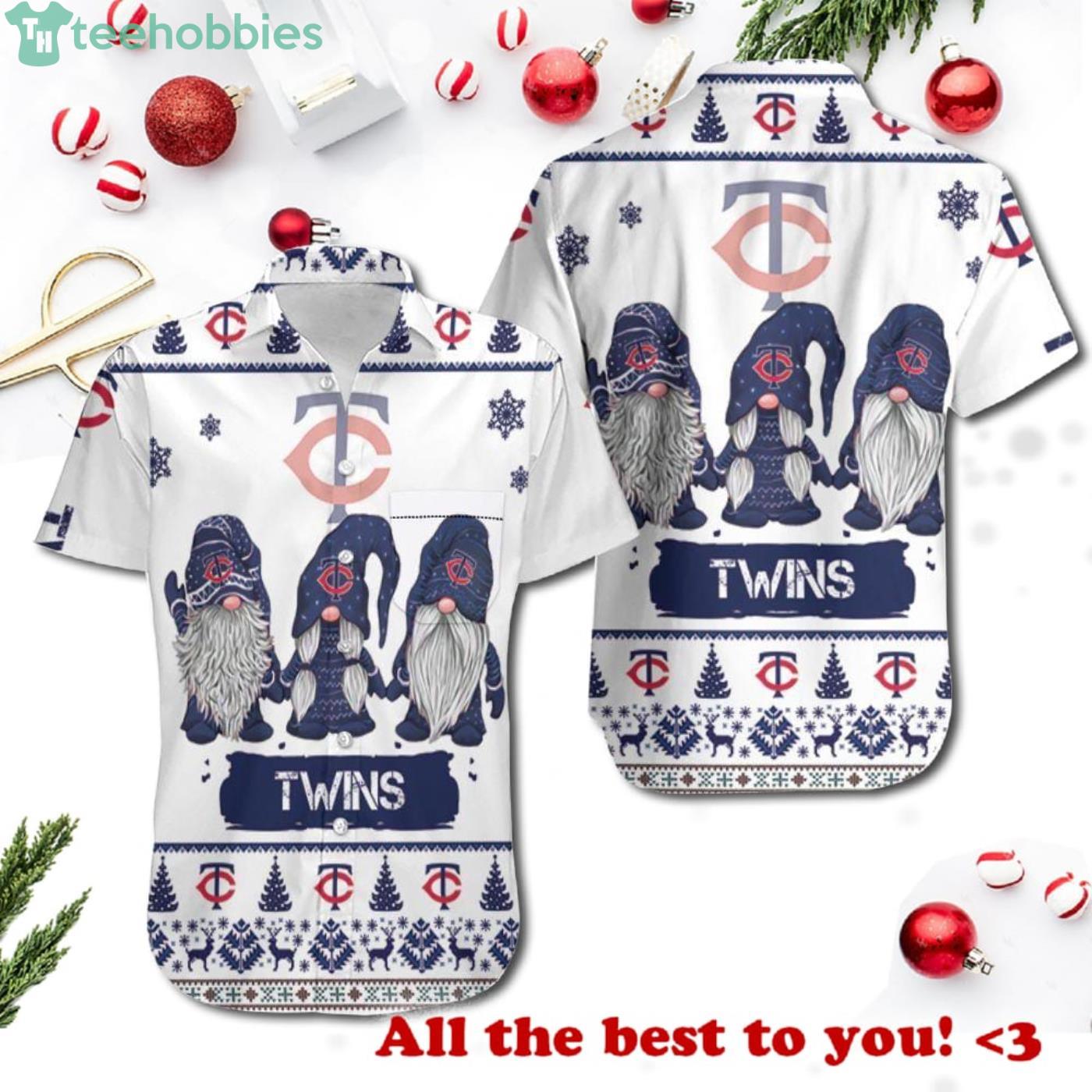 Christmas Gnomes Minnesota Twins Christmas Ugly Pattern 3D Hawaiian Shrit Product Photo 1
