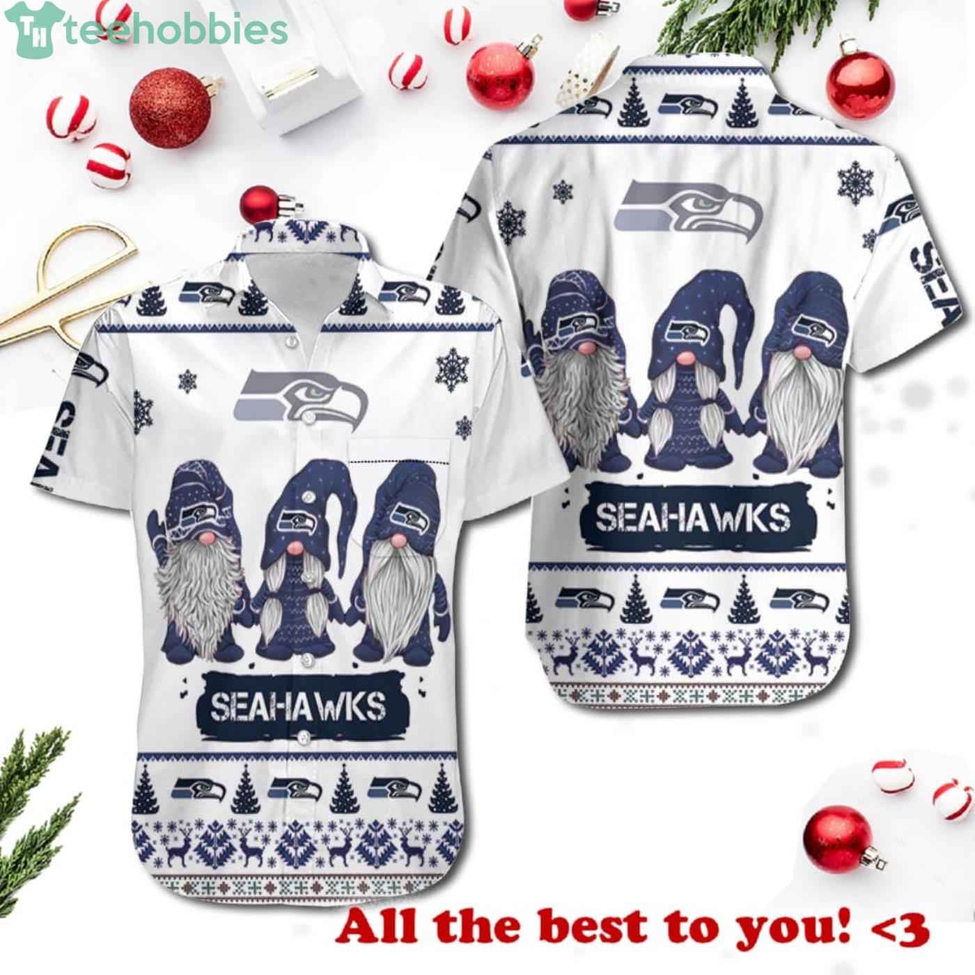 Christmas Gnomes Seattle Seahawks Christmas Ugly Pattern 3D Hawaiian Shrit Product Photo 1