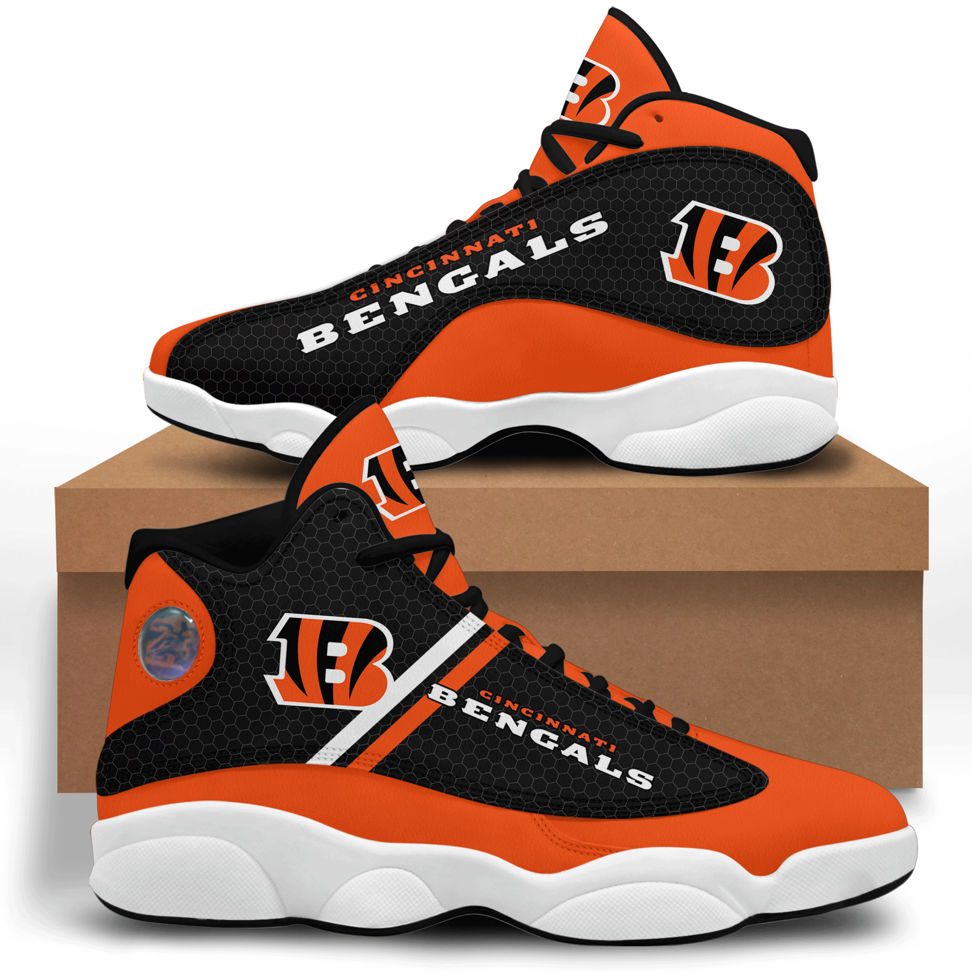 Cincinnati Bengals NFL Personalized Air Jordan 13 Sport Shoes - Growkoc