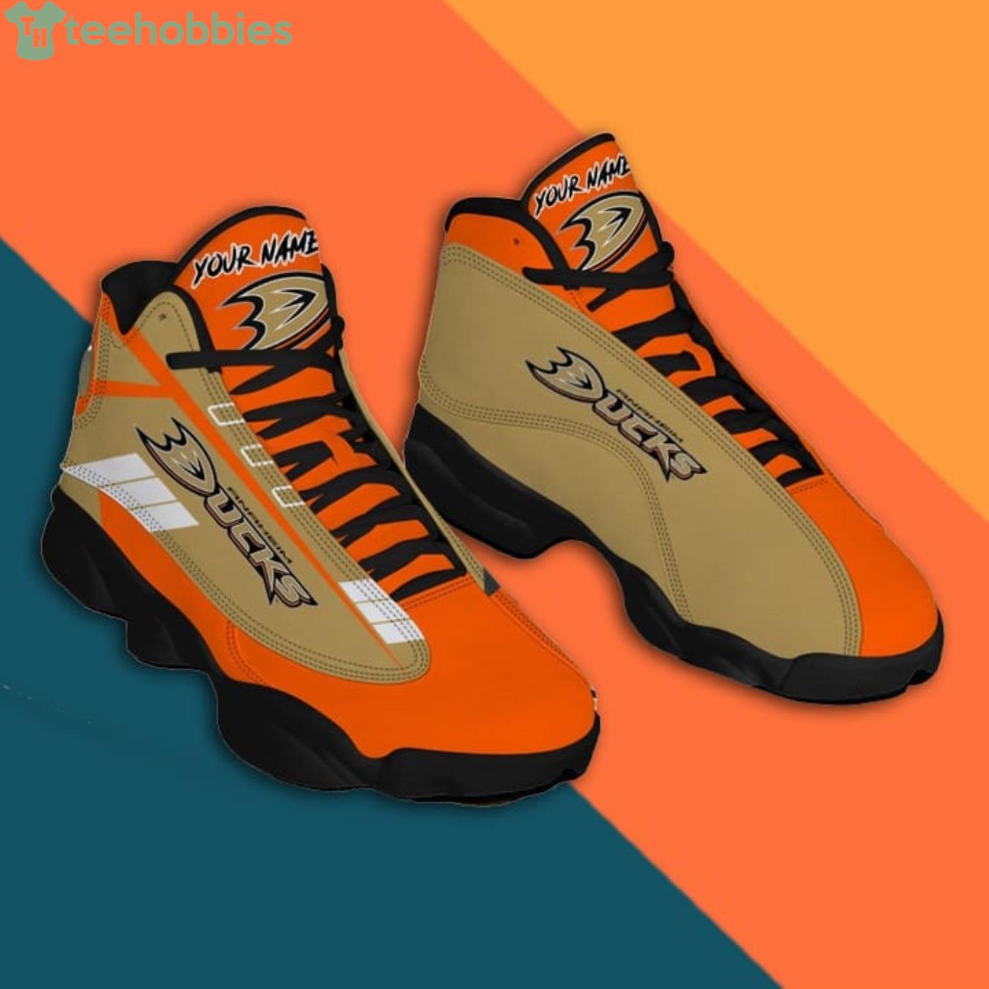 Custom Name Anaheim Ducks Air Jordan 13 Sneaker Shoes Product Photo 1 Custom Name Anaheim Ducks Air Jordan 13 Sneaker Shoes Product Photo 1