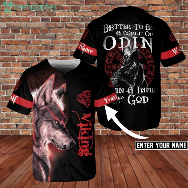 Custom Name Better To Be Wolf Of Odin Viking Jersey Baseball Shirt Product Photo 1