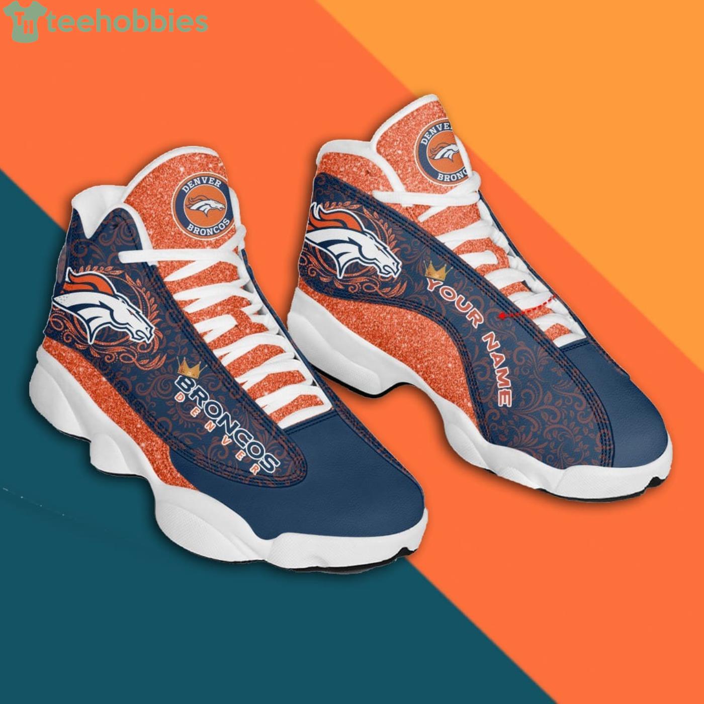 Denver Broncos Fans Custom Name Air Jordan 13 Sneaker Shoes