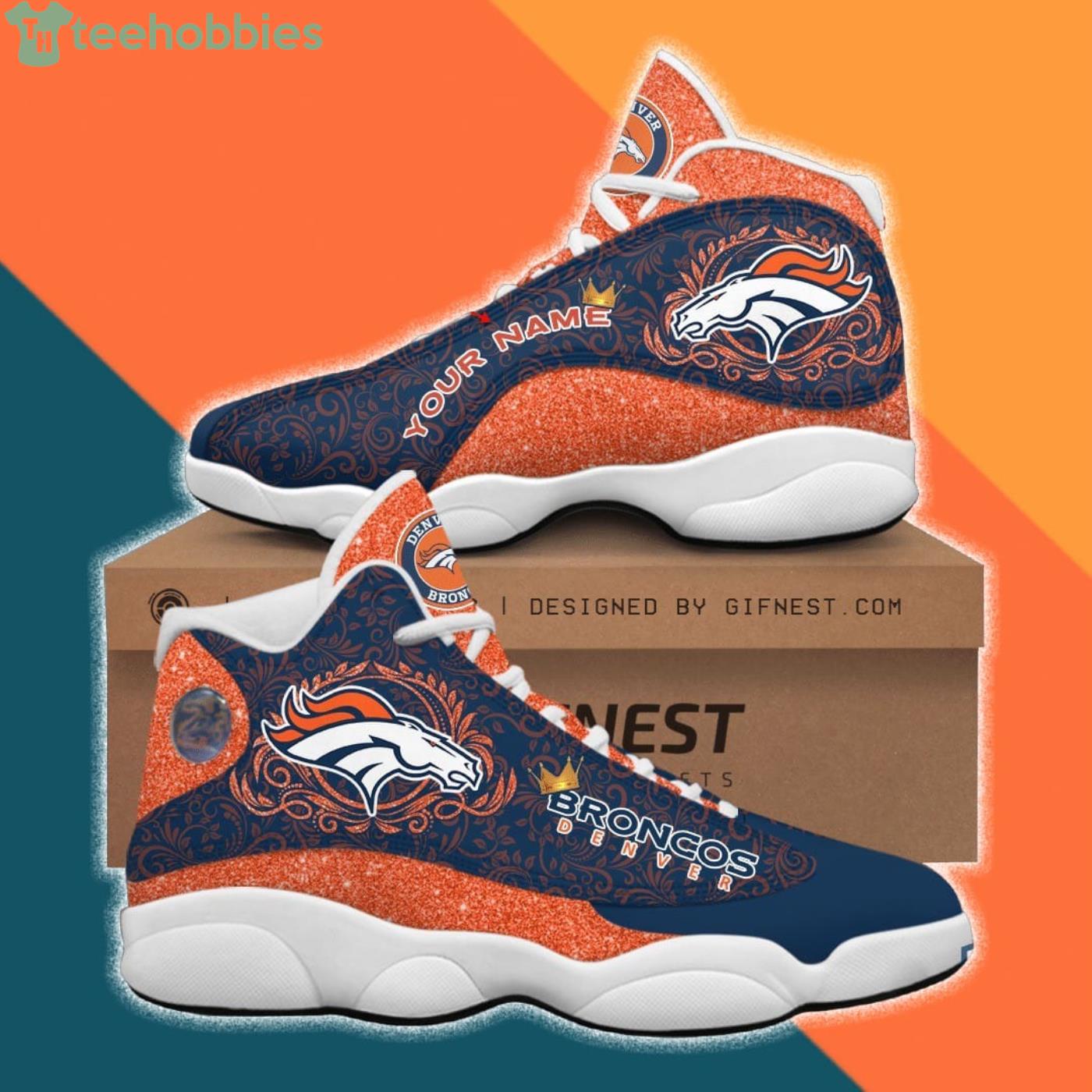 Denver Broncos Fans Custom Name Air Jordan 13 Sneaker Shoes