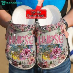 Custom Name Flowers And Nurse Being A Gift For Nurse Clog Shoes Product Photo 1