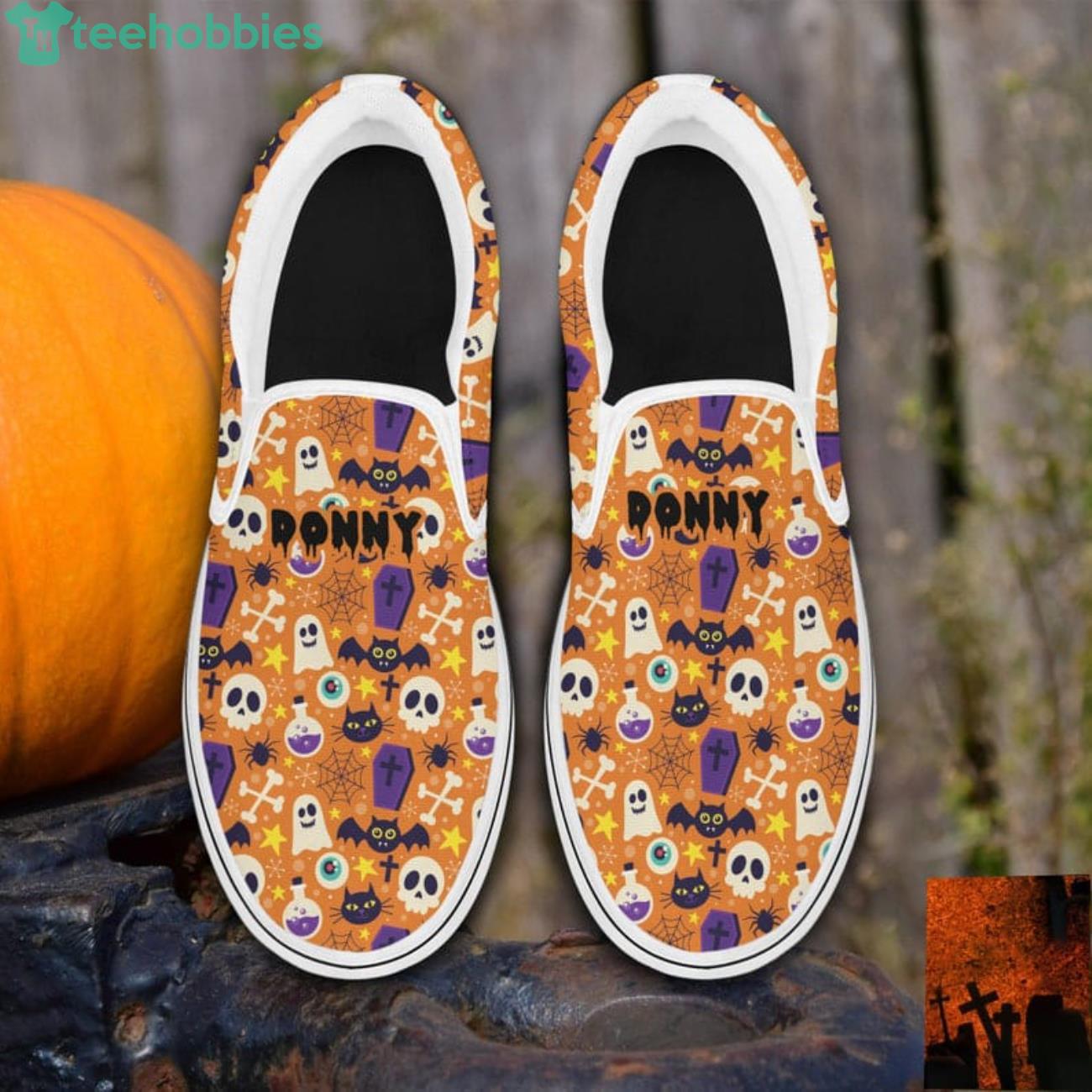 Custom Name Funny Ghost Spooky Season Halloween Funny Slip On Shoes For Men And Women Product Photo 1