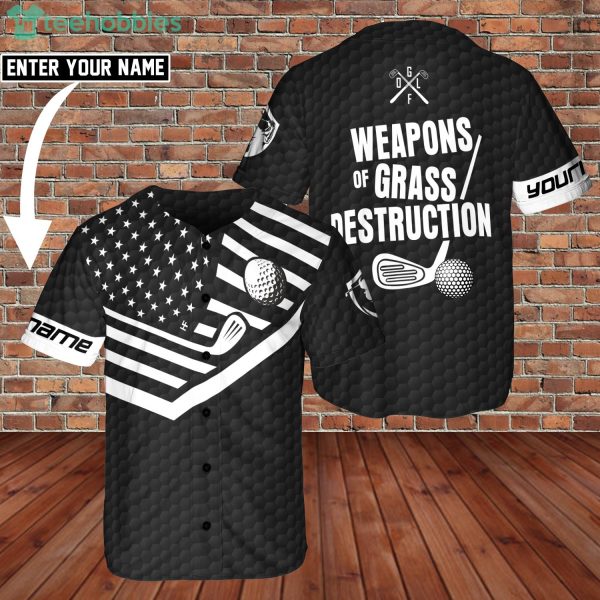 Custom Name Golf Weapons Of Grass Destruction Jersey Baseball Shirt Product Photo 1