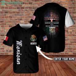 Custom Name Mexican American Grown With Mexican Roots Jersey Baseball Shirt Product Photo 1