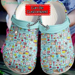 Custom Name Nurse Cute Pattern Gift For Nurse Clog Shoes Product Photo 1