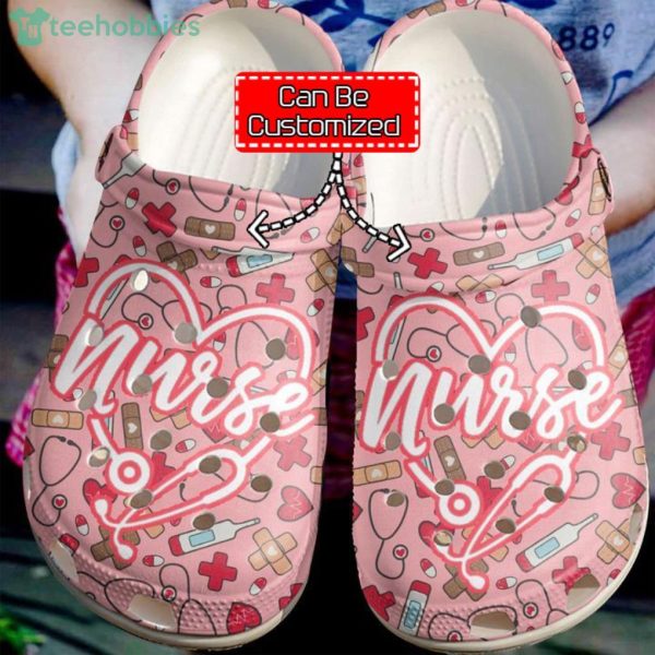 Custom Name Nurse Lovely Life Gift For Nurse Pink Clog Shoes Product Photo 1