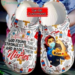 Custom Name Nurse Strongest Women Gift For Nurse White Clog Shoes Product Photo 1