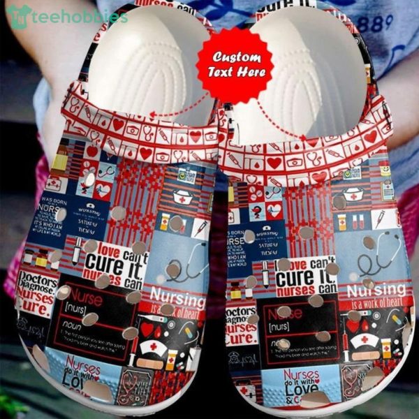 Custom Name Nurse Symbols Pattern Gift For Nurse Clog Shoes Product Photo 1