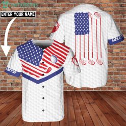 Custom Name Playing Golf United States US Flag Jersey Baseball Shirt Style Product Photo 1