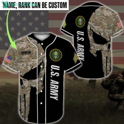Custom Name United States Army Veteran Jersey Baseball Shirt Product Photo 1