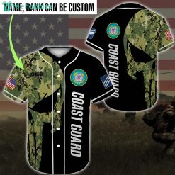 Custom Name United States Coast Guard Jersey Baseball Shirt Product Photo 1
