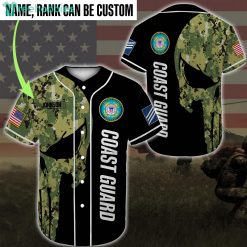Custom Name United States Coast Guard Veteran Jersey Baseball Shirt Product Photo 1