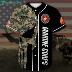 Custom Name United States Marine Corps Veteran Jersey Baseball Shirt Product Photo 2