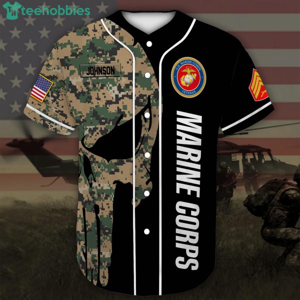 Custom Name United States Marine Corps Veteran Jersey Baseball Shirt Product Photo 2